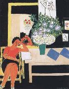 Henri Matisse Reader on a Black Background(The Pink Table) (mk35) oil painting artist
